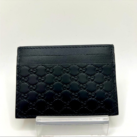 GUCCI BLACK GUCCISSIMA CARD CASE CARD HOLDER - Picture 6 of 7